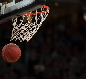 ball under basketball ring