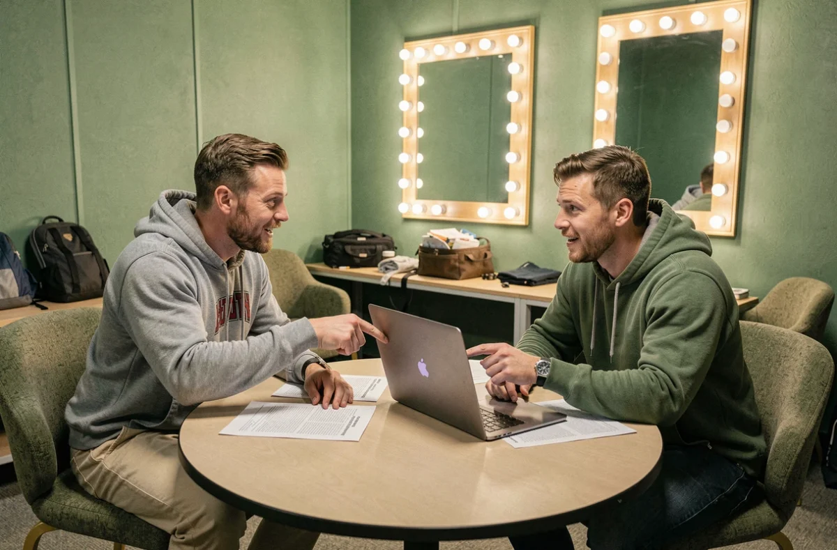 Deux catcheurs collaborant sur le développement de leur storyline et de leurs personnages en coulisses