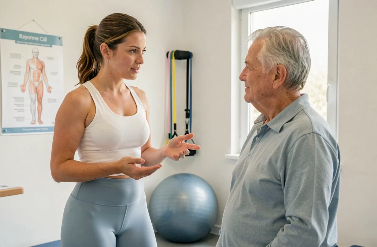 Coach Coaching Sport Santé guidant un participant senior lors d'une séance orientée santé à Bayonne