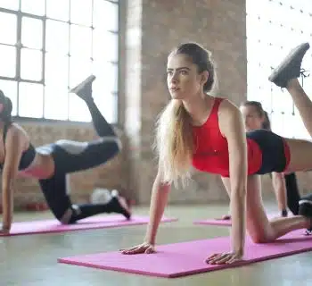 group of women doing yoga