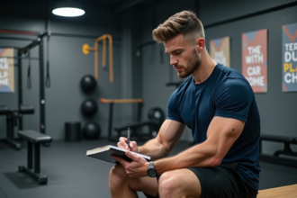 Jeune homme concentré dans une salle de sport moderne