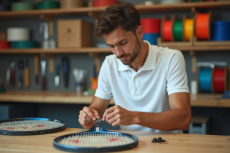 Jeune joueur de tennis en train de tendre une raquette