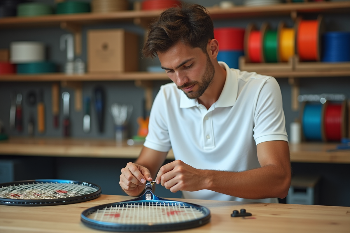 Jeune joueur de tennis en train de tendre une raquette