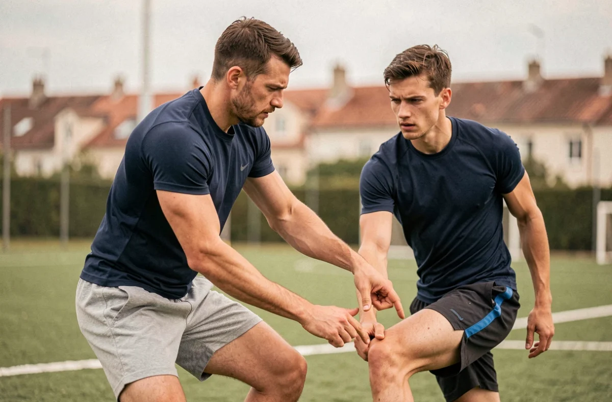 Paul Coach Sportif supervisant une séance de préparation physique avec un athlète sur terrain à Bayonne