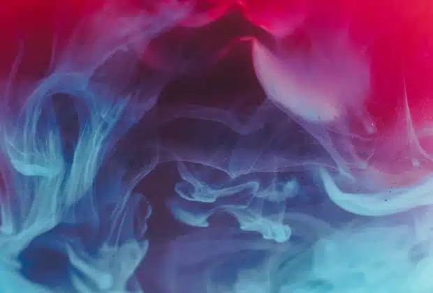 blue, red, and black smoke digital wallpaper