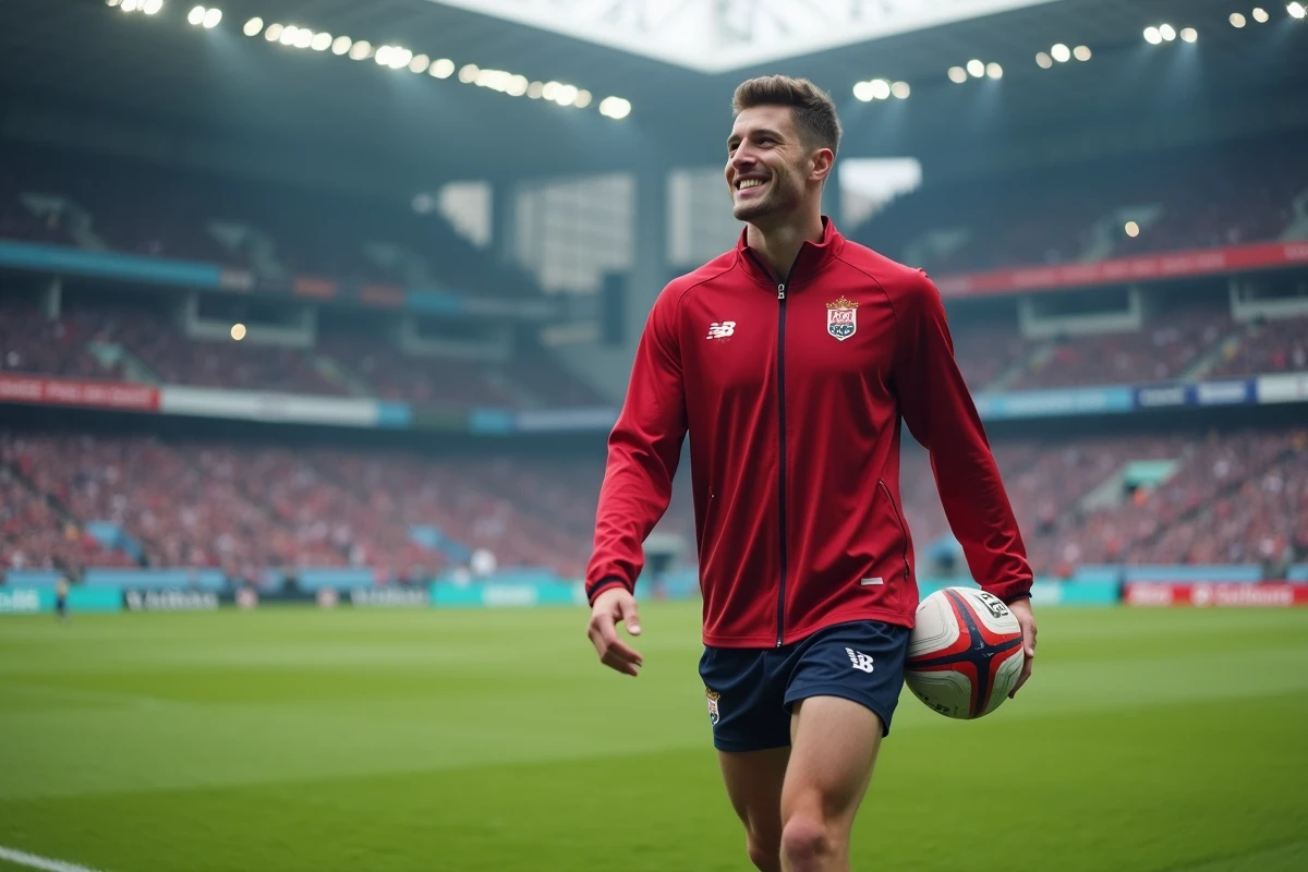 Joueur de rugby souriant sur le terrain du stade Chaban Delmas